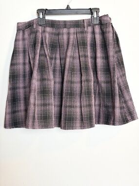 Sweet Society Pink & Black Plaid Dark Academia Goth Pleated Mini Skirt